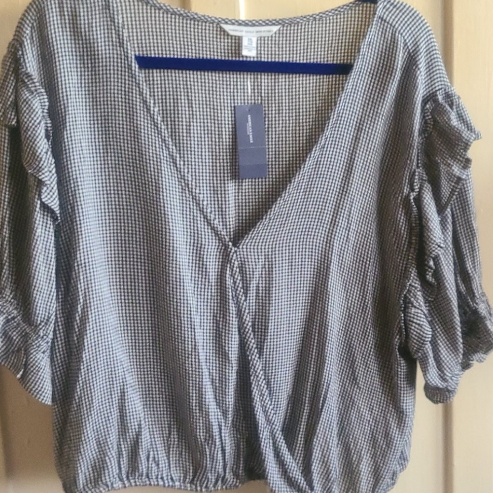 American Eagle Gingham Crop Top Black & White Size XXL - Picture 3 of 12
